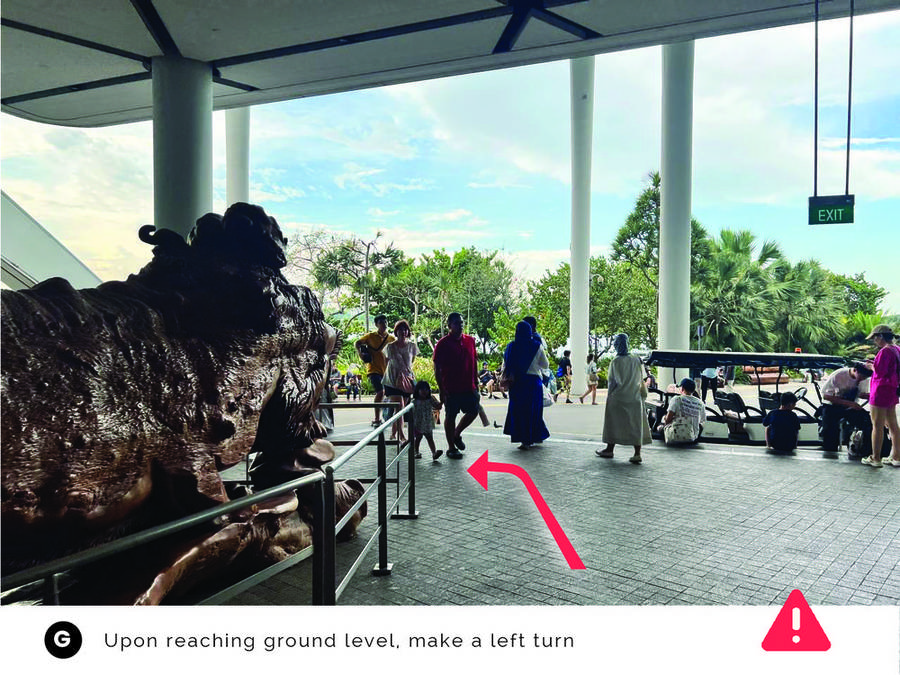 Walking route step G - turn left